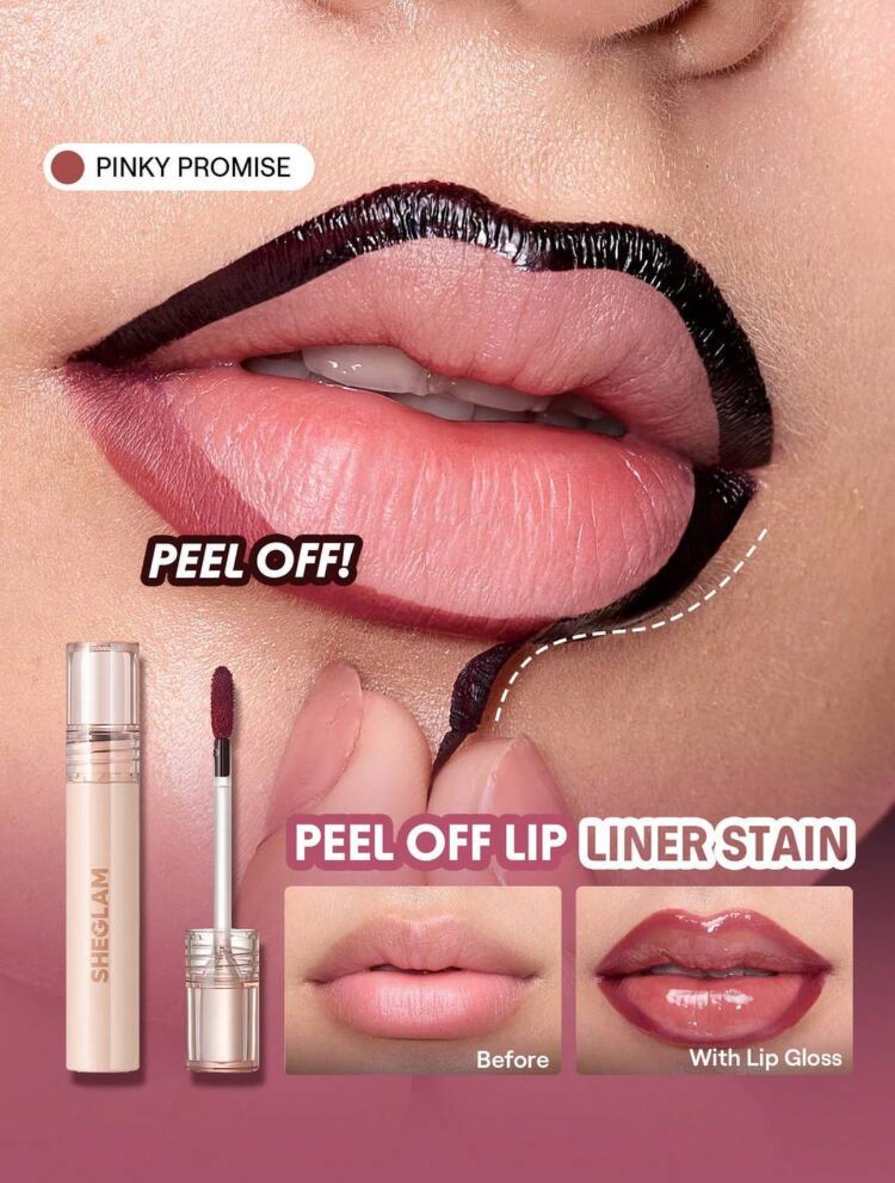 SHEGLAM Fall In Line Peel Off Lip Liner Stain-Mauvelous
