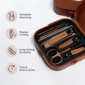 Manicure Set (7 Pieces) in Classic Brown Color - Stainless Steel Manicure and Pedicure Set