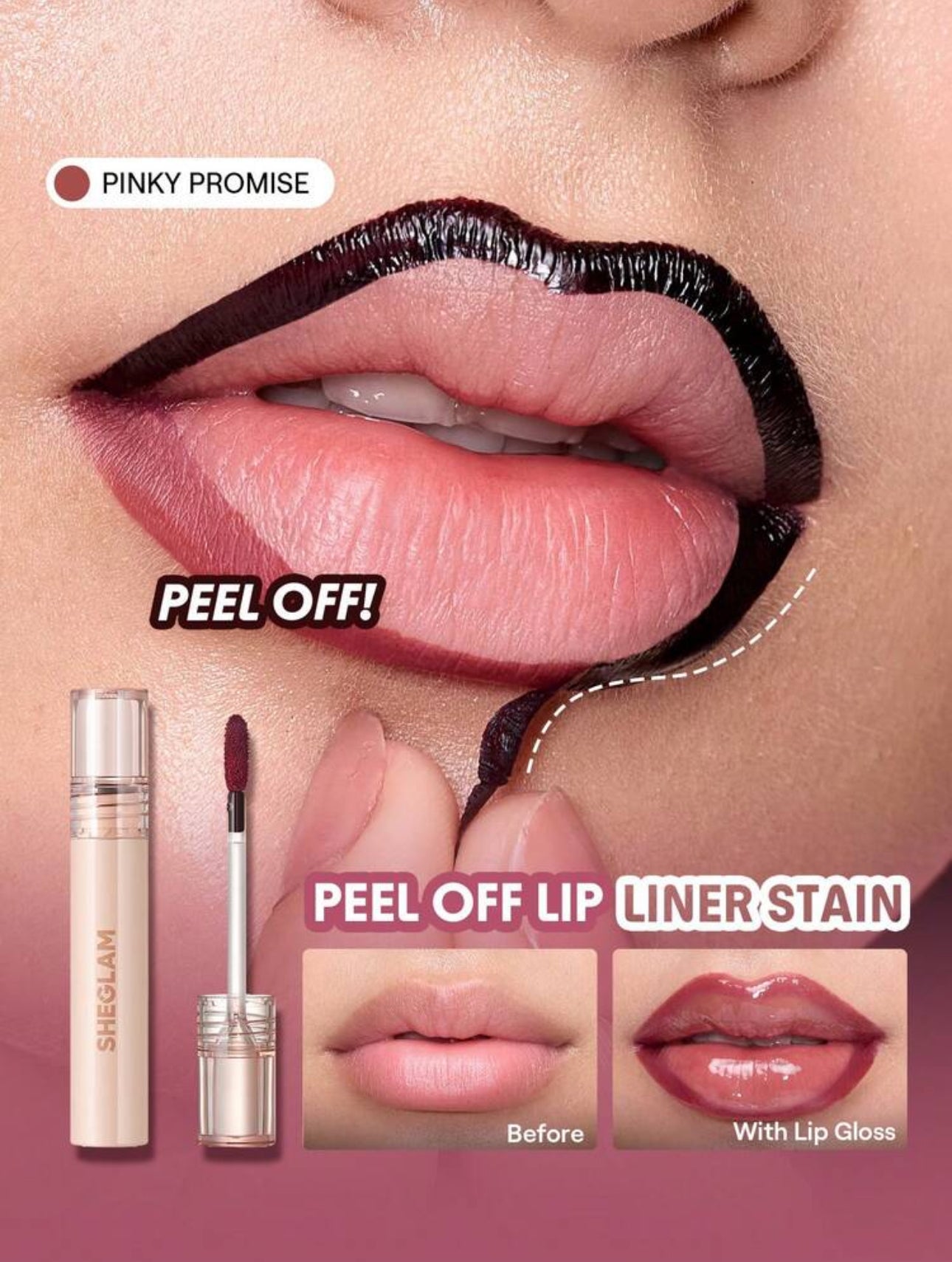 SHEGLAM Fall In Line Peel Off Lip Liner Stain-Mauvelous